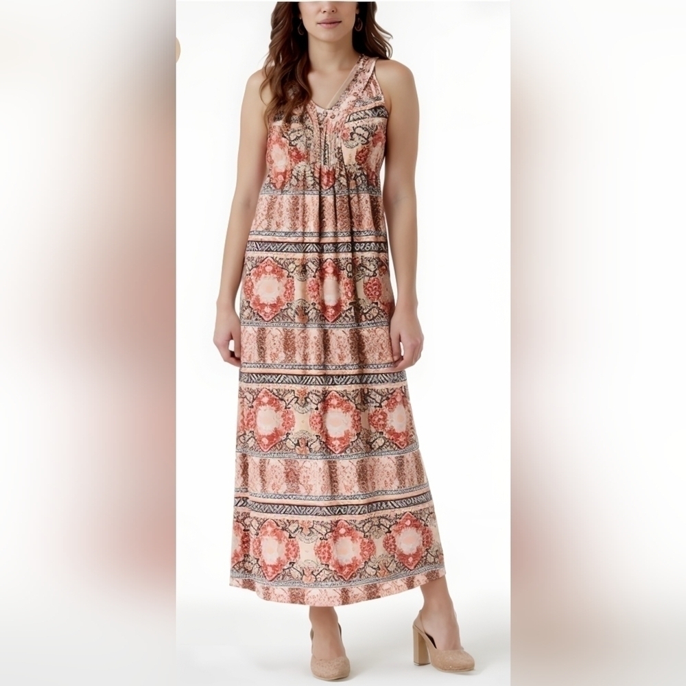 STYLE & CO SIZE S PRINTED FALL MAXI LONG‎ DRESS SPRING SUMMER